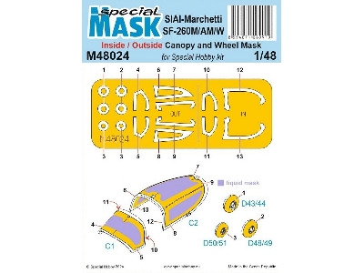 Siai-marchetti Sf-260m/Am/W Inside/Outside Canopy And Wheel Mask (For Special Hobby Kit) - zdjęcie 1