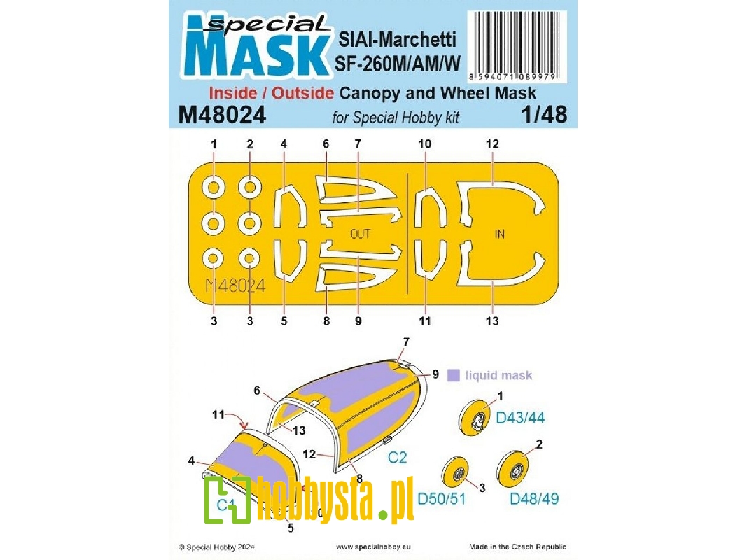 Siai-marchetti Sf-260m/Am/W Inside/Outside Canopy And Wheel Mask (For Special Hobby Kit) - zdjęcie 1 Siai-marchetti Sf-260m/Am/W Inside/Outside Canopy And Wheel Mask (For Special Hobby Kit) - zdjęcie 1
