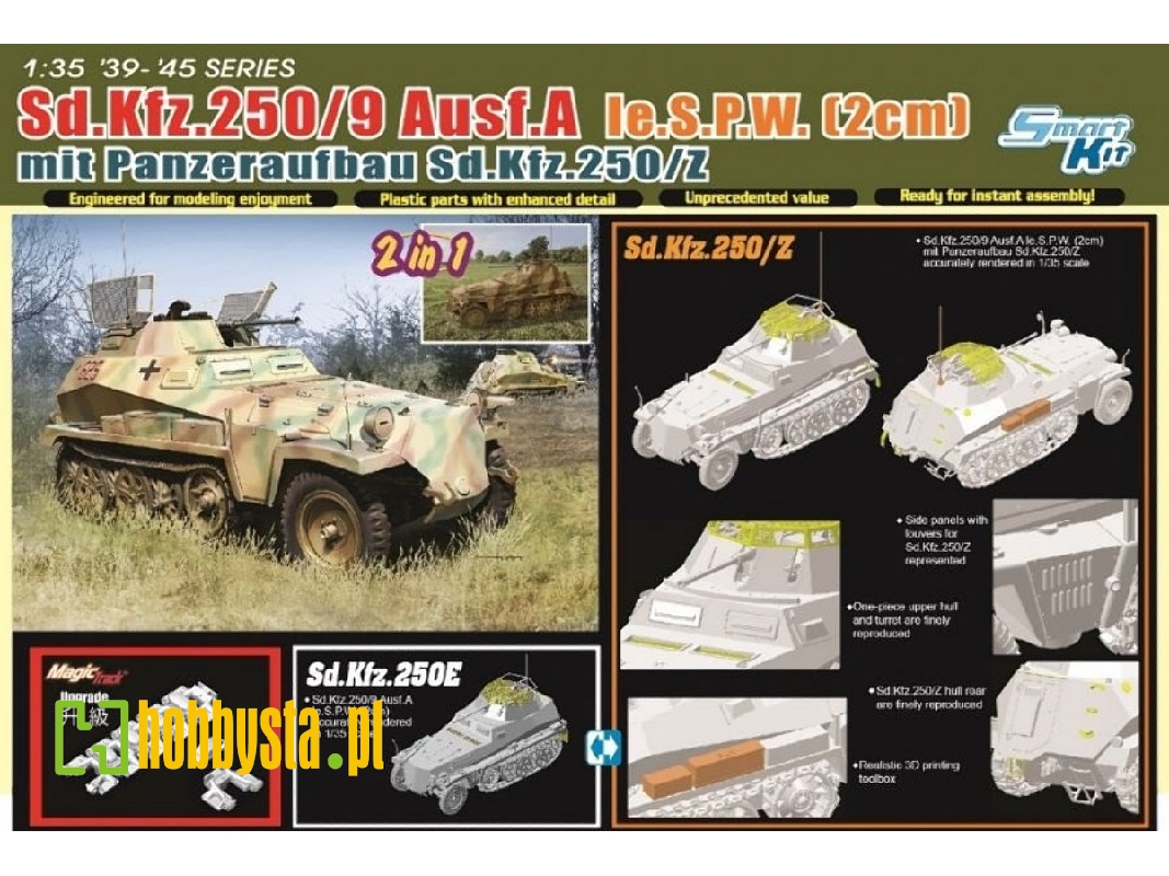 Sd.Kfz. 250/9 Ausf. A Le.S.P.W. (2 Cm) Mit Panzer Aufbau 250/Z Smart Kit - zdjęcie 1 Sd.Kfz. 250/9 Ausf. A Le.S.P.W. (2 Cm) Mit Panzer Aufbau 250/Z Smart Kit - zdjęcie 1