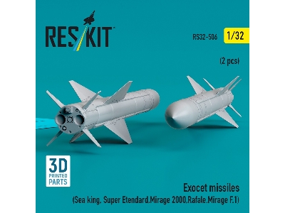 Exocet Missiles (2pcs) (Sea King, Super Etendard, Mirage 2000, Rafale, Mirage F.1) (3d Printed) - zdjęcie 2