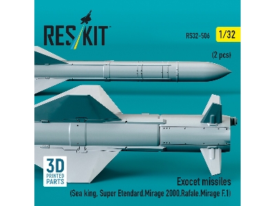 Exocet Missiles (2pcs) (Sea King, Super Etendard, Mirage 2000, Rafale, Mirage F.1) (3d Printed) - zdjęcie 3