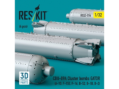 Cbu-89a Cluster Bombs Gator (4pcs) (A-10, F-15e, F-16, B-52, B-1b, B-2) (3d Printed) - zdjęcie 1