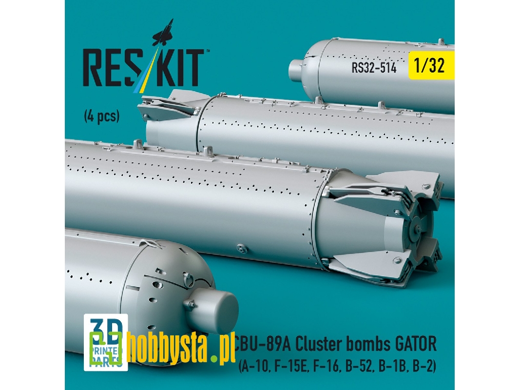 Cbu-89a Cluster Bombs Gator (4pcs) (A-10, F-15e, F-16, B-52, B-1b, B-2) (3d Printed) - zdjęcie 1 Cbu-89a Cluster Bombs Gator (4pcs) (A-10, F-15e, F-16, B-52, B-1b, B-2) (3d Printed) - zdjęcie 1