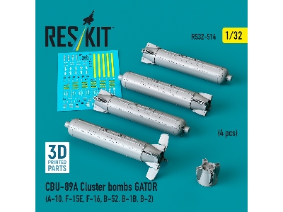 Cbu-89a Cluster Bombs Gator (4pcs) (A-10, F-15e, F-16, B-52, B-1b, B-2) (3d Printed) - zdjęcie 2