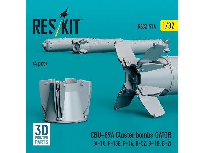 Cbu-89a Cluster Bombs Gator (4pcs) (A-10, F-15e, F-16, B-52, B-1b, B-2) (3d Printed) - zdjęcie 3