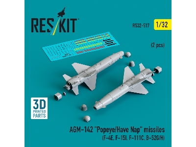 Agm-142 'popeye/Have Nap' Missiles (2pcs) (F-4e, F-15i, F-111c, B-52g/H) (3d Printed) - zdjęcie 1