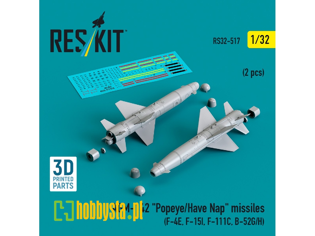 Agm-142 'popeye/Have Nap' Missiles (2pcs) (F-4e, F-15i, F-111c, B-52g/H) (3d Printed) - zdjęcie 1 Agm-142 'popeye/Have Nap' Missiles (2pcs) (F-4e, F-15i, F-111c, B-52g/H) (3d Printed) - zdjęcie 1