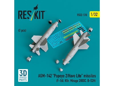 Agm-142 'popeye 2/Have Lite' Missiles (2pcs) (F-16i, Kfir, Mirage 2000c, B-52h) (3d Printed) - zdjęcie 1