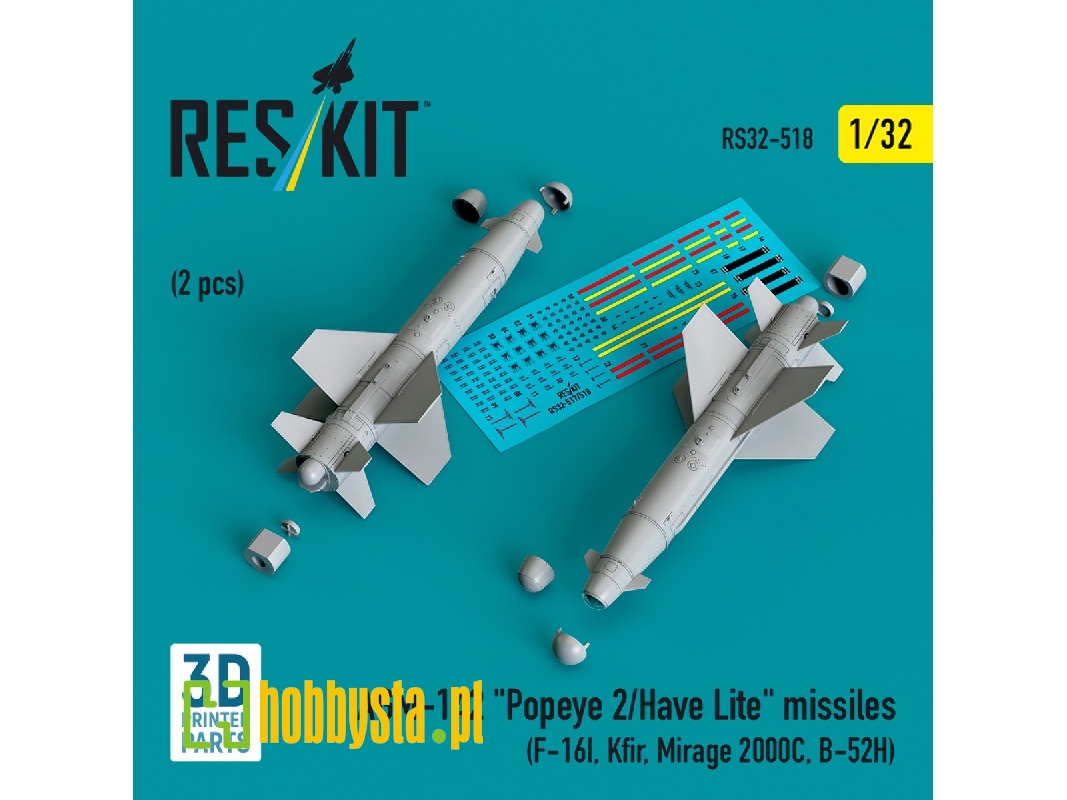 Agm-142 'popeye 2/Have Lite' Missiles (2pcs) (F-16i, Kfir, Mirage 2000c, B-52h) (3d Printed) - zdjęcie 1 Agm-142 'popeye 2/Have Lite' Missiles (2pcs) (F-16i, Kfir, Mirage 2000c, B-52h) (3d Printed) - zdjęcie 1