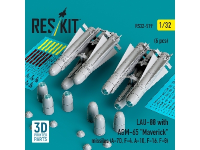 Lau-88 With (2pcs) Agm-65 'maverick' Missiles (6pcs) (A-7d, F-4, A-10, F-16) (3d Printed) - zdjęcie 1