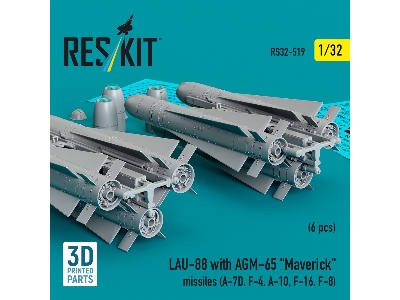 Lau-88 With (2pcs) Agm-65 'maverick' Missiles (6pcs) (A-7d, F-4, A-10, F-16) (3d Printed) - zdjęcie 2