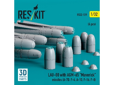 Lau-88 With (2pcs) Agm-65 'maverick' Missiles (6pcs) (A-7d, F-4, A-10, F-16) (3d Printed) - zdjęcie 3