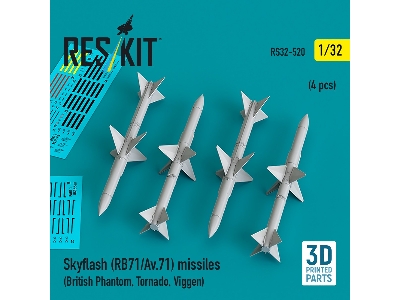 Skyflash (Rb71/Av.71) Missiles (4pcs) (British Phantom, Tornado, Viggen) (3d Printed) - zdjęcie 1