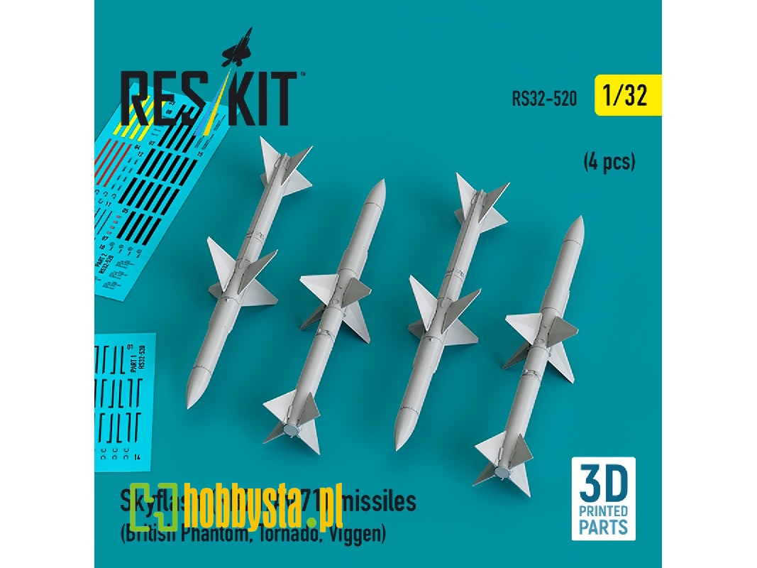Skyflash (Rb71/Av.71) Missiles (4pcs) (British Phantom, Tornado, Viggen) (3d Printed) - zdjęcie 1 Skyflash (Rb71/Av.71) Missiles (4pcs) (British Phantom, Tornado, Viggen) (3d Printed) - zdjęcie 1