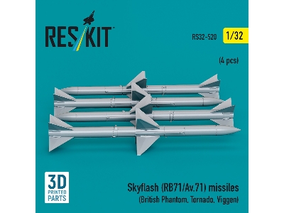Skyflash (Rb71/Av.71) Missiles (4pcs) (British Phantom, Tornado, Viggen) (3d Printed) - zdjęcie 2