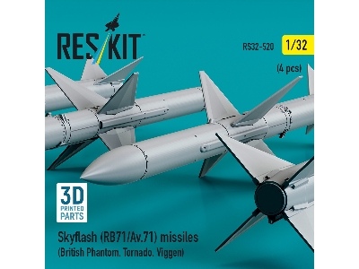 Skyflash (Rb71/Av.71) Missiles (4pcs) (British Phantom, Tornado, Viggen) (3d Printed) - zdjęcie 3