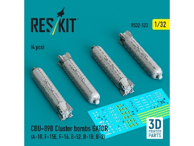 Cbu-89b Cluster Bombs Gator (4pcs) (A-10, F-15e, F-16, B-52, B-1b, B-2) (3d Printed) - zdjęcie 2