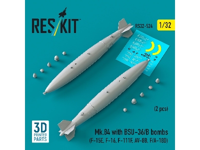 Mk.84 With Bsu-36/B Bombs (2pcs) (F-15e, F-16, F-111f, Av-8b, F/A-18d) (3d Printed) - zdjęcie 1
