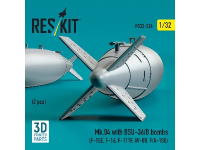 Mk.84 With Bsu-36/B Bombs (2pcs) (F-15e, F-16, F-111f, Av-8b, F/A-18d) (3d Printed) - zdjęcie 3