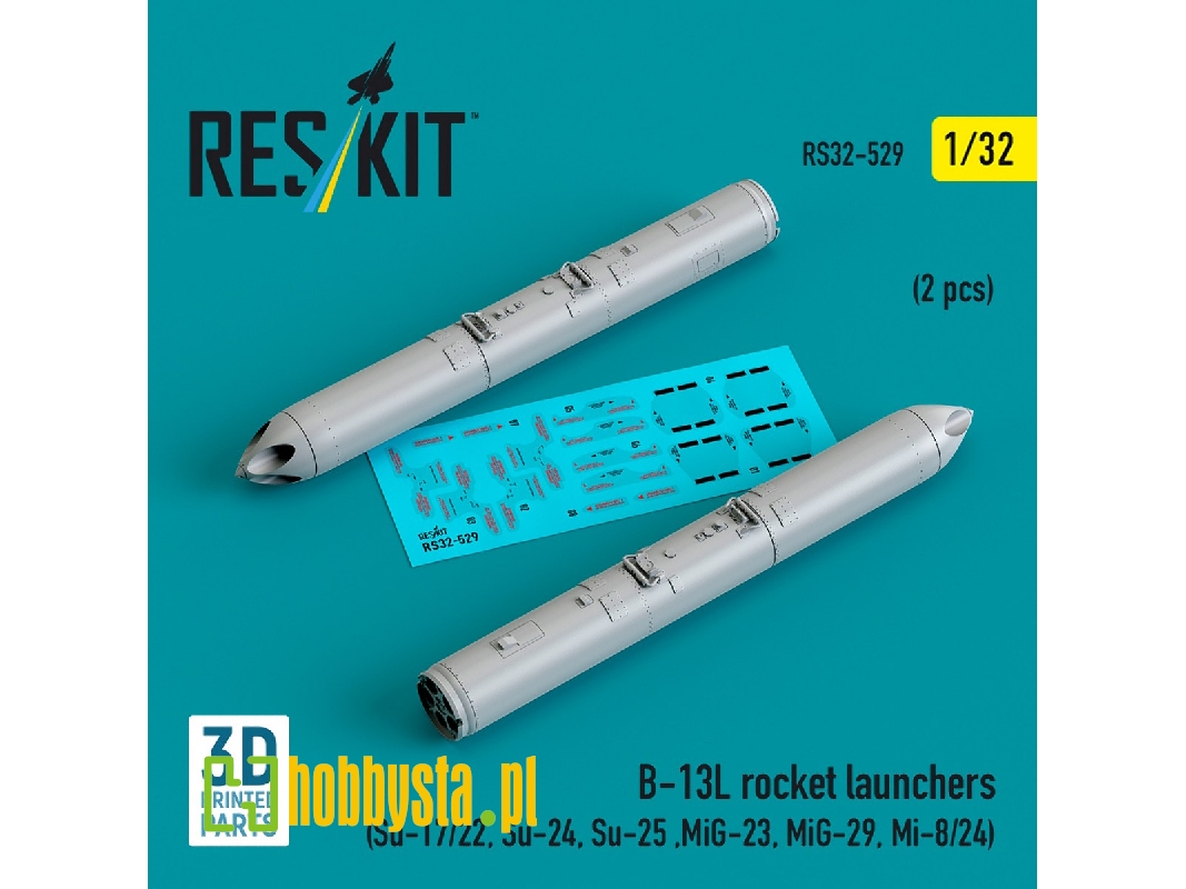 B-13l Rocket Launchers (2pcs) (Su-17/22, Su-24, Su-25 ,mig-23, Mig-29, Mi-8/24) (3d Printed) - zdjęcie 1 B-13l Rocket Launchers (2pcs) (Su-17/22, Su-24, Su-25 ,mig-23, Mig-29, Mi-8/24) (3d Printed) - zdjęcie 1