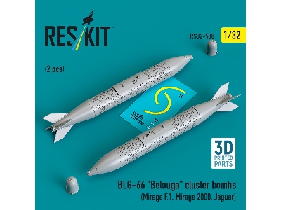 Blg-66 'belouga' Cluster Bombs (2pcs) (Mirage F.1, Mirage 2000, Jaguar) (3d Printed) - zdjęcie 1