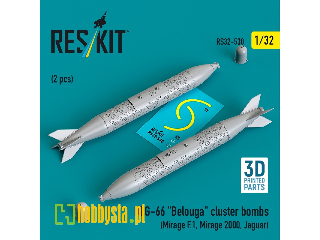 Blg-66 'belouga' Cluster Bombs (2pcs) (Mirage F.1, Mirage 2000, Jaguar) (3d Printed) - zdjęcie 1 Blg-66 'belouga' Cluster Bombs (2pcs) (Mirage F.1, Mirage 2000, Jaguar) (3d Printed) - zdjęcie 1