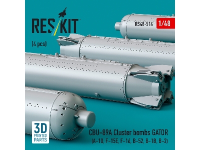 Cbu-89a Cluster Bombs Gator (4pcs) (A-10, F-15e, F-16, B-52, B-1b, B-2) (3d Printed) - zdjęcie 1