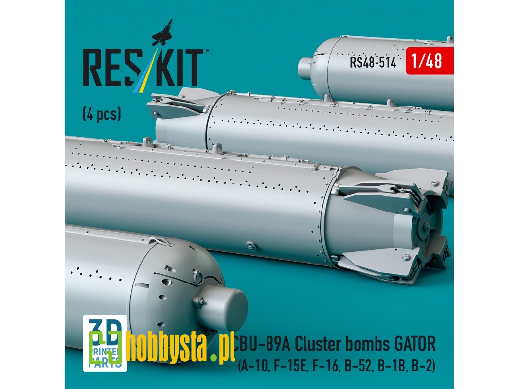 Cbu-89a Cluster Bombs Gator (4pcs) (A-10, F-15e, F-16, B-52, B-1b, B-2) (3d Printed) - zdjęcie 1 Cbu-89a Cluster Bombs Gator (4pcs) (A-10, F-15e, F-16, B-52, B-1b, B-2) (3d Printed) - zdjęcie 1
