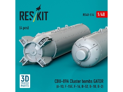 Cbu-89a Cluster Bombs Gator (4pcs) (A-10, F-15e, F-16, B-52, B-1b, B-2) (3d Printed) - zdjęcie 3