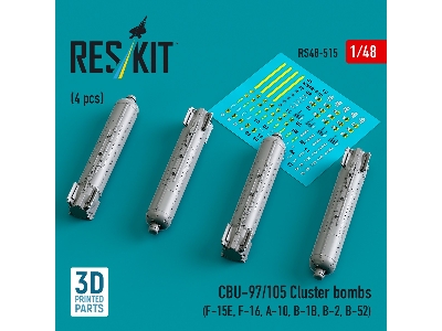 Cbu-97/105 Cluster Bombs (4pcs) (F-15e, F-16, A-10, B-1b, B-2, B-52) (3d Printed) - zdjęcie 2