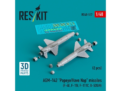 Agm-142 'popeye/Have Nap' Missiles (2pcs) (F-4e, F-15i, F-111c, B-52g/H) (3d Printed) - zdjęcie 1