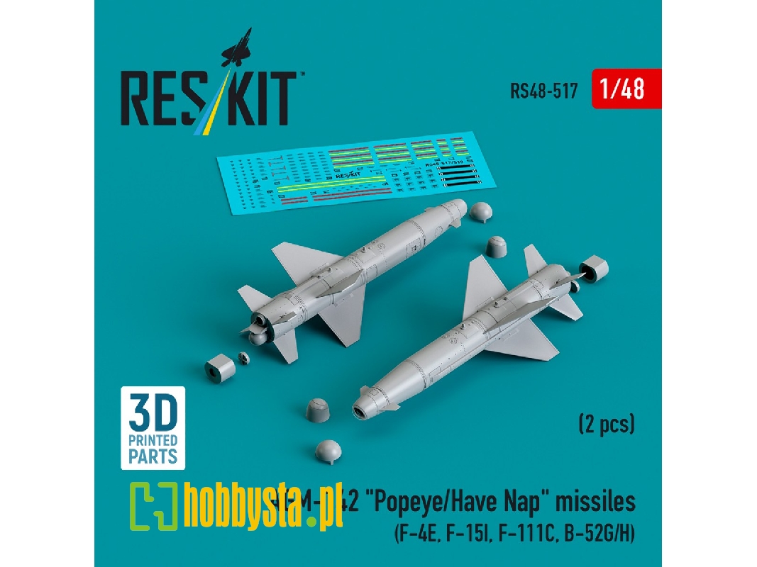 Agm-142 'popeye/Have Nap' Missiles (2pcs) (F-4e, F-15i, F-111c, B-52g/H) (3d Printed) - zdjęcie 1 Agm-142 'popeye/Have Nap' Missiles (2pcs) (F-4e, F-15i, F-111c, B-52g/H) (3d Printed) - zdjęcie 1