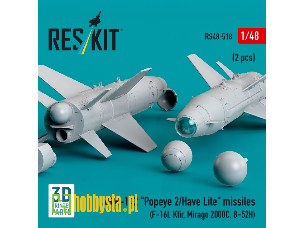 Agm-142 'popeye 2/Have Lite' Missiles (2pcs) (F-16i, Kfir, Mirage 2000c, B-52h) (3d Printed) - zdjęcie 1 Agm-142 'popeye 2/Have Lite' Missiles (2pcs) (F-16i, Kfir, Mirage 2000c, B-52h) (3d Printed) - zdjęcie 1