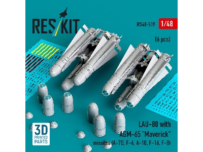 Lau-88 With (2pcs) Agm-65 'maverick' Missiles (6pcs) (A-7d, F-4, A-10, F-16) (3d Printed) - zdjęcie 1