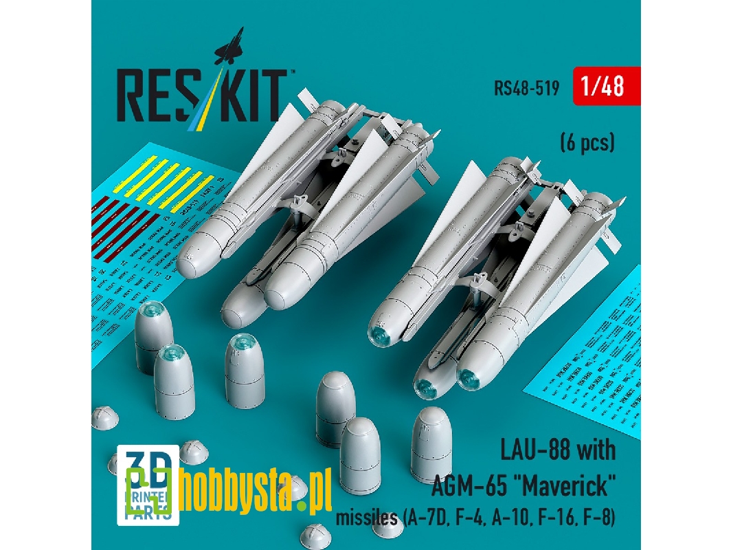 Lau-88 With (2pcs) Agm-65 'maverick' Missiles (6pcs) (A-7d, F-4, A-10, F-16) (3d Printed) - zdjęcie 1 Lau-88 With (2pcs) Agm-65 'maverick' Missiles (6pcs) (A-7d, F-4, A-10, F-16) (3d Printed) - zdjęcie 1