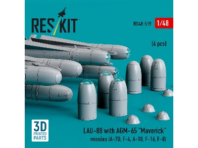 Lau-88 With (2pcs) Agm-65 'maverick' Missiles (6pcs) (A-7d, F-4, A-10, F-16) (3d Printed) - zdjęcie 2