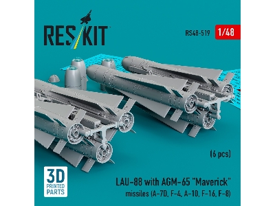 Lau-88 With (2pcs) Agm-65 'maverick' Missiles (6pcs) (A-7d, F-4, A-10, F-16) (3d Printed) - zdjęcie 3