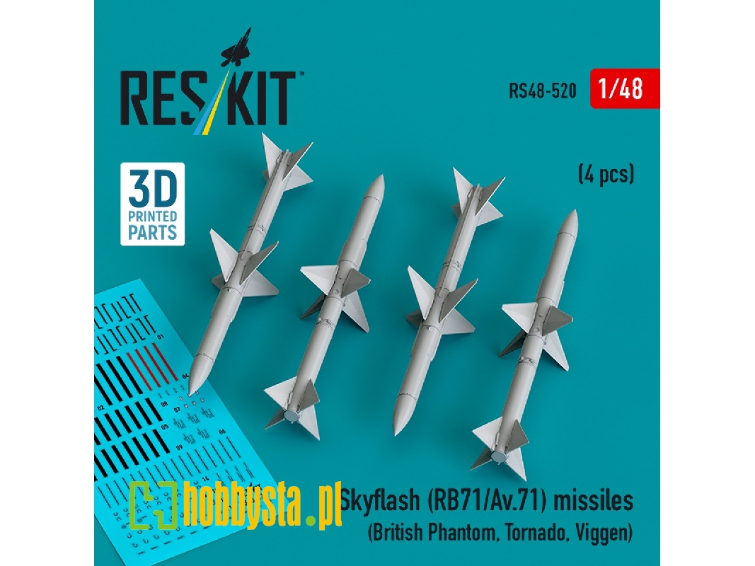 Skyflash (Rb71/Av.71) Missiles (4pcs) (British Phantom, Tornado, Viggen) (3d Printed) - zdjęcie 1 Skyflash (Rb71/Av.71) Missiles (4pcs) (British Phantom, Tornado, Viggen) (3d Printed) - zdjęcie 1