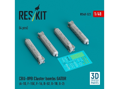 Cbu-89b Cluster Bombs Gator (4pcs) (A-10, F-15e, F-16, B-52, B-1b, B-2) (3d Printed) - zdjęcie 1