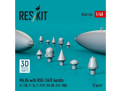 Mk.84 With Bsu-36/B Bombs (2pcs) (F-15e, F-16, F-111f, Av-8b, F/A-18d) (3d Printed) - zdjęcie 1