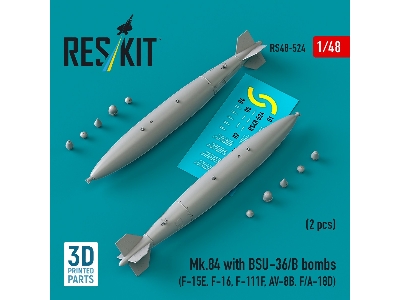 Mk.84 With Bsu-36/B Bombs (2pcs) (F-15e, F-16, F-111f, Av-8b, F/A-18d) (3d Printed) - zdjęcie 2