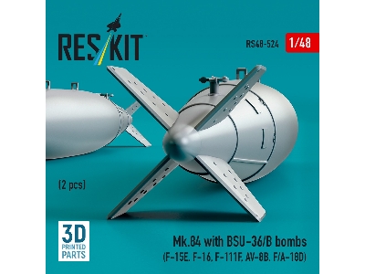 Mk.84 With Bsu-36/B Bombs (2pcs) (F-15e, F-16, F-111f, Av-8b, F/A-18d) (3d Printed) - zdjęcie 3