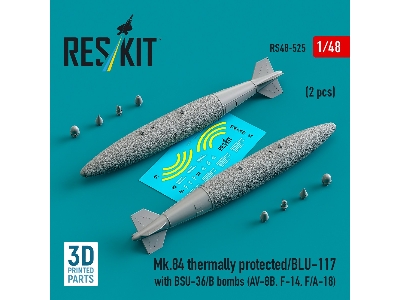 Mk.84 Thermally Protected/Blu-117 With Bsu-36/B Bombs (2pcs) (Av-8b, F-14, F/A-18) (3d Printed) - zdjęcie 2