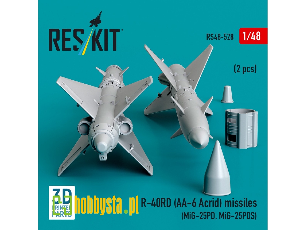 R-40rd (Aa-6 'acrid') Missiles (2pcs) (Mig-25pd, Mig-25pds) (3d Printed) - zdjęcie 1 R-40rd (Aa-6 'acrid') Missiles (2pcs) (Mig-25pd, Mig-25pds) (3d Printed) - zdjęcie 1
