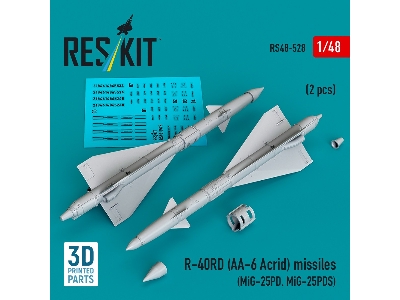 R-40rd (Aa-6 'acrid') Missiles (2pcs) (Mig-25pd, Mig-25pds) (3d Printed) - zdjęcie 2