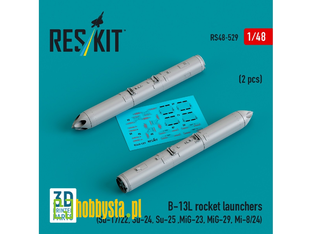 B-13l Rocket Launchers (2pcs) (Su-17/22, Su-24, Su-25 ,mig-23, Mig-29, Mi-8/24) (3d Printed) - zdjęcie 1 B-13l Rocket Launchers (2pcs) (Su-17/22, Su-24, Su-25 ,mig-23, Mig-29, Mi-8/24) (3d Printed) - zdjęcie 1