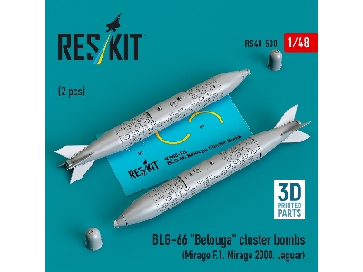 Blg-66 'belouga' Cluster Bombs (2pcs) (Mirage F.1, Mirage 2000, Jaguar) (3d Printed) - zdjęcie 1
