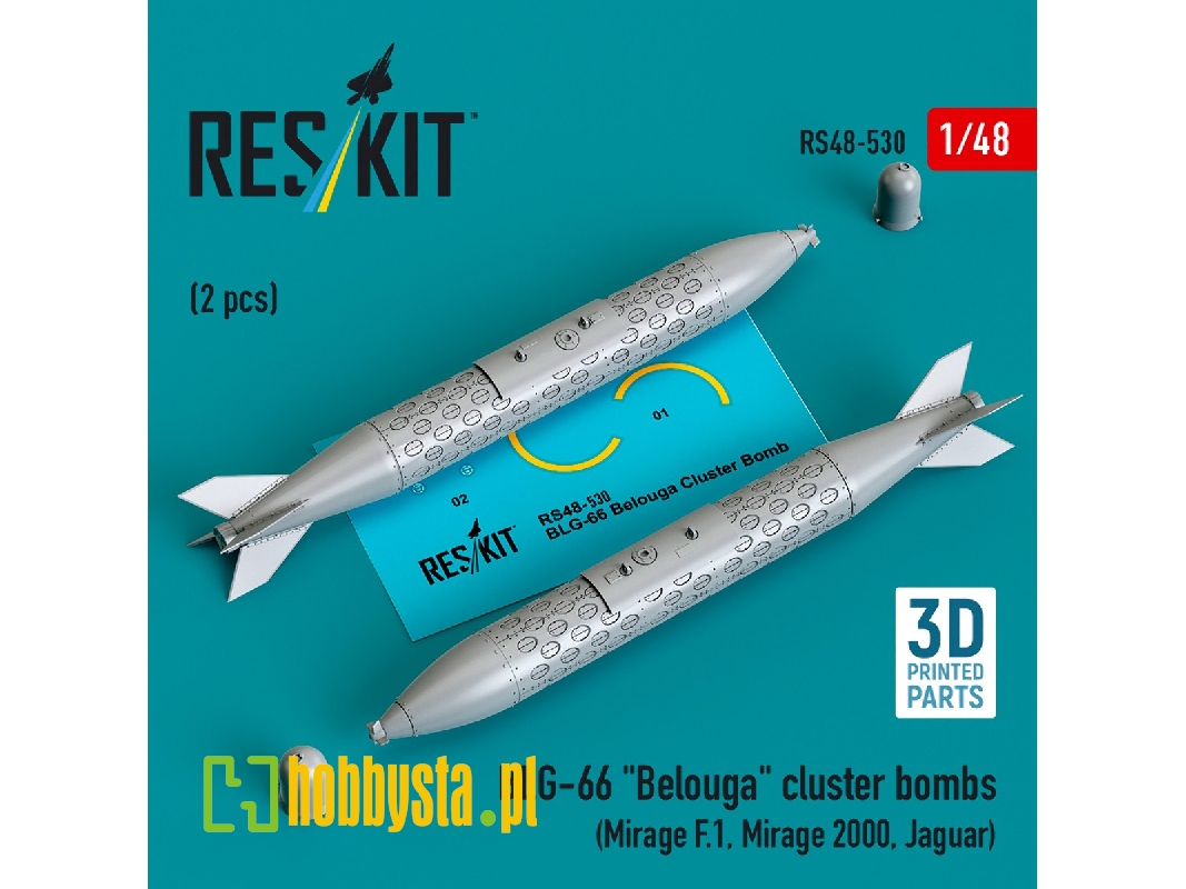Blg-66 'belouga' Cluster Bombs (2pcs) (Mirage F.1, Mirage 2000, Jaguar) (3d Printed) - zdjęcie 1 Blg-66 'belouga' Cluster Bombs (2pcs) (Mirage F.1, Mirage 2000, Jaguar) (3d Printed) - zdjęcie 1