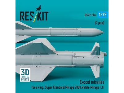 Exocet Missiles (2pcs) (Sea King, Super Etendard, Mirage 2000, Rafale, Mirage F.1) (3d Printed) - zdjęcie 1