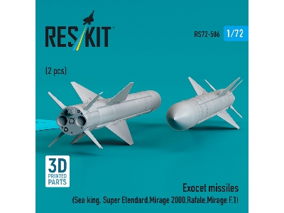 Exocet Missiles (2pcs) (Sea King, Super Etendard, Mirage 2000, Rafale, Mirage F.1) (3d Printed) - zdjęcie 3